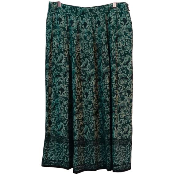 VINTAGE KORET Long Pleated Midi‎ Skirt XL Pockets Floral Boho Cottage Career - Picture 3 of 12